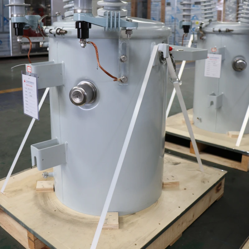 50 kVA power pole mounted utility grade overhead distribution transformer with high voltage primary 7.2–34.5 kV and low voltage secondary outputs, manufactured by Yawei Transformer for global power markets