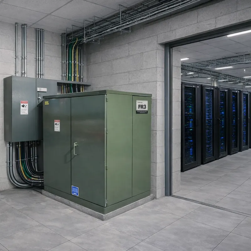 Pad-mounted distribution transformer by Yawei Transformer for data center power systems, 15 kVA–5 MVA, 15–35 kV, serving North America, South America, Australia, and Africa, ideal for wholesale, supply, and multiple applications.