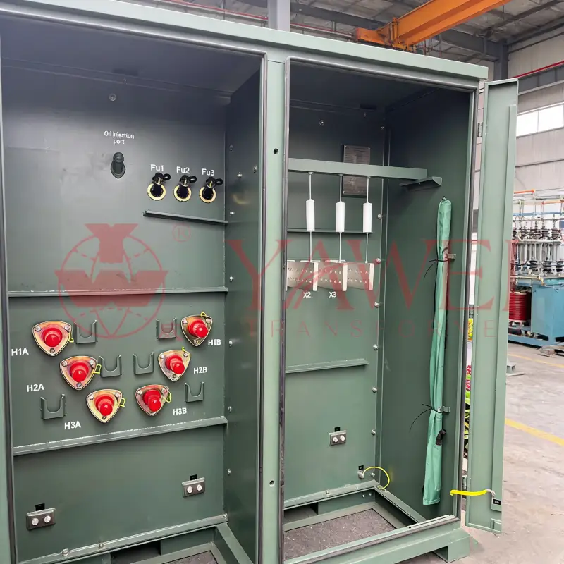 225 kVA pad-mounted transformer factory supply for wholesale power distribution, outdoor-rated ANSI IEEE compliant design for utility and commercial projects across North and South America by Yawei Transformer