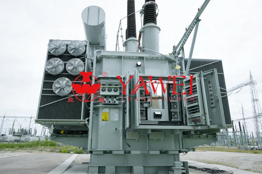 345 kV 63–400 MVA high voltage power transformer for transmission and utility substations, oil-immersed, manufactured by Yawei Transformer, supporting custom voltage ratings up to 500 kV and capacities from 15 to 1200 MVA