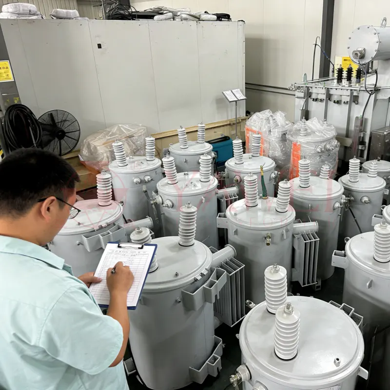 75 kVA electric pole transformer used in overhead electrical distribution networks, single-phase pole-mounted utility transformer with 6kV to 34.5kV voltage range by Yawei Transformer