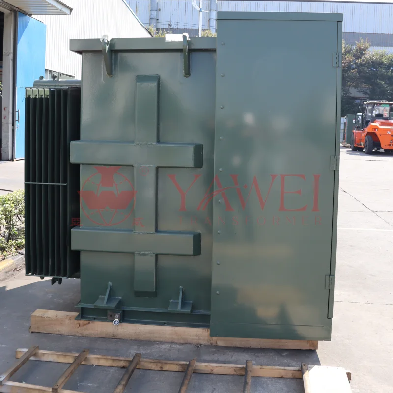 Pad mounted transformer from factory production to underground grid installation, capacity range 75–5000 kVA, medium voltage 5–35 kV, manufactured by a China transformer factory for global power distribution projects
