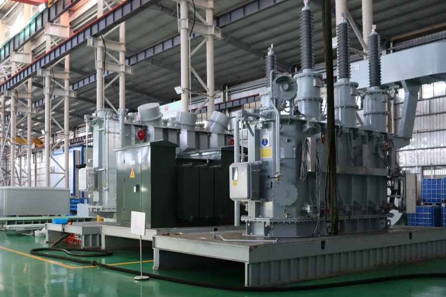 High-resolution digital illustration of a modern power transformer showing key components and design, including primary and secondary windings, core, cooling system, and bushings, representing the working principle, types, and applications of industrial, commercial, and utility power transformers. Provided by Yawei Transformer.