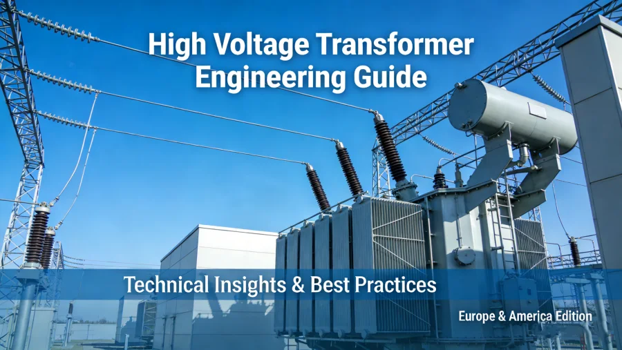 High voltage transformer installed in utility substation illustrating definition, types, and applications in industrial power systems and renewable energy stations, manufactured by China transformer factory for global wholesale supply.
