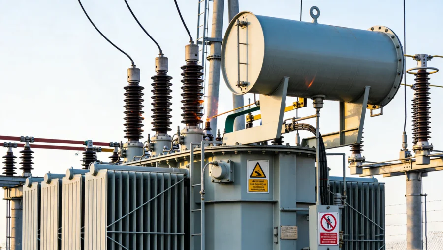 High voltage transformer installed in industrial substation illustrating MVA rating calculation to avoid undersizing and oversizing risks, manufactured by China-based transformer factory for global wholesale supply to utilities and industrial projects.