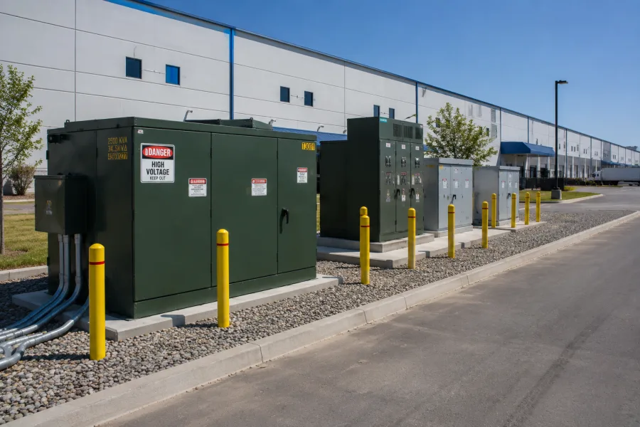 Industrial pad mounted power transformer for manufacturing plants, heavy commercial facilities, industrial power distribution systems, and medium voltage electrical infrastructure by Yawei Transformer
