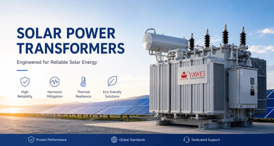 Transformador de energía solar a escala de servicio público instalado en un proyecto fotovoltaico a gran escala y un sistema de almacenamiento de energía en baterías (BESS), con infraestructura de subestación de alta tensión, equipos de energía renovable conectados a la red e ingeniería de parques solares industriales para desarrollos EPC de más de 50 MW en Norteamérica y mercados mundiales de energía renovable.