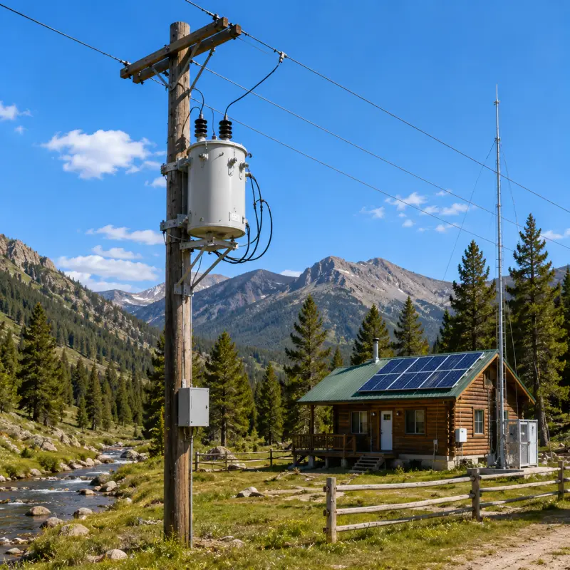 Yawei Brand Maintenance Free Pole Mounted Transformer for Remote Off Grid Power Systems Grid Tie Overhead Utility Distribution Transformer Export 24.94GrdY 14.4kV Primary Voltage 4.16kV 7.2kV 12.47kV 25kV 34.5kV Secondary Voltage 120/240V 208V 277/480V Oil Immersed Outdoor Distribution Transformer Yawei Transformer